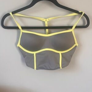PINK Active Sports Bra Bralette Gray w Yellow Trim Sz XS